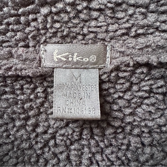 Kiko Faux Suede Sherpa Lined Black Jacket Cozy Soft Fleece Button Front Medium - Picture 9 of 9